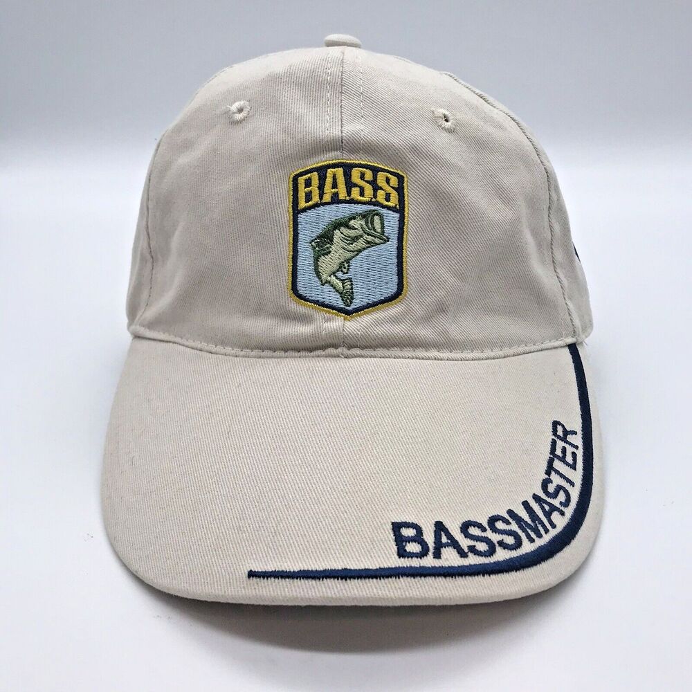 BASS Bassmaster Fishing USA Flag Professional Tour Ball Cap Strapback Beige Hat